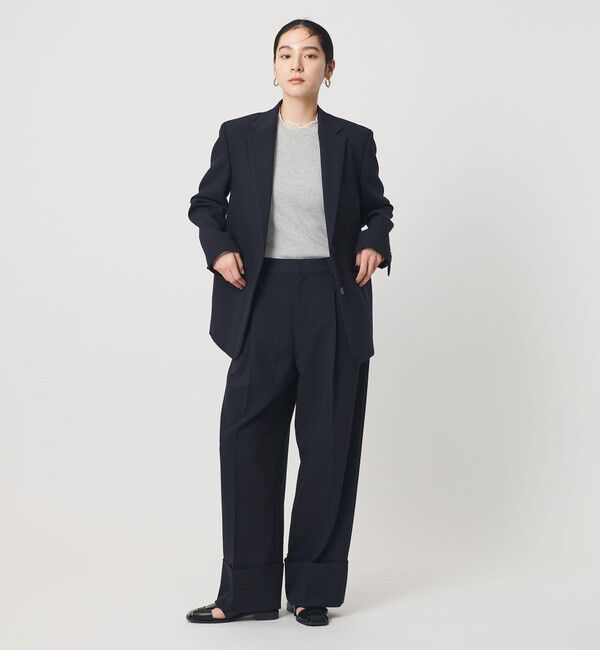 BEAUTY&YOUTH UNITED ARROWS「【WEB限定 Wardrobe DAILY MINIMAL】レースコンビ リブニットプルオーバー ウォッシャブル」|ニット・セーター|