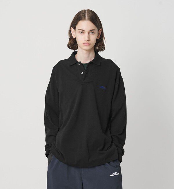 NICE WEATHER「＜NICE WEATHER＞ロゴ ロングスリーブ ポロシャツ」|Tシャツ・カットソー|NAVY