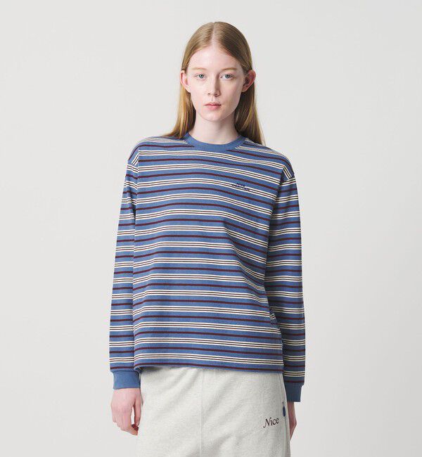 NICE WEATHER「＜NICE WEATHER＞ボーダー ロングスリーブ Tシャツ/COBALT」|Tシャツ・カットソー|COBALT