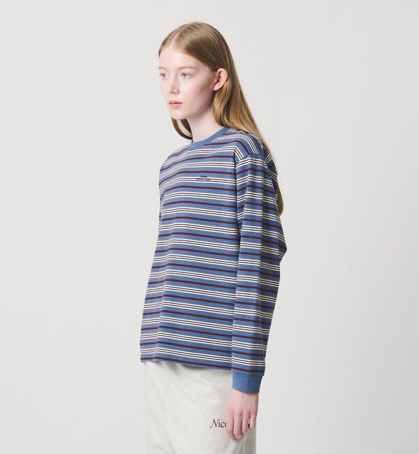 NICE WEATHER「＜NICE WEATHER＞ボーダー ロングスリーブ Tシャツ/COBALT」|Tシャツ・カットソー|