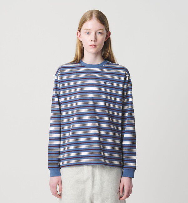 NICE WEATHER「＜NICE WEATHER＞ボーダー ロングスリーブ Tシャツ/COBALT」|Tシャツ・カットソー|