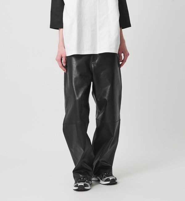 NICE WEATHER「＜NICE WEATHER＞バッファローレザー 5ポケットパンツ」|チノ|BLACK