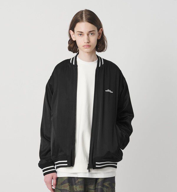 NICE WEATHER「＜NICE WEATHER＞サテン ブルゾン」|ブルゾン・スタジャン|BLACK