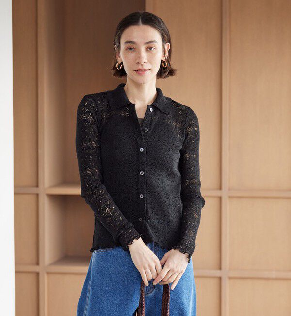 BEAUTY&YOUTH UNITED ARROWS「レースプリーツ シャツカーディガン ウォッシャブル」|カーディガン|