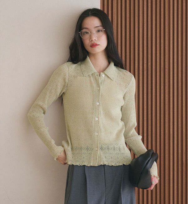 BEAUTY&YOUTH UNITED ARROWS「レースプリーツ シャツカーディガン ウォッシャブル」|カーディガン|