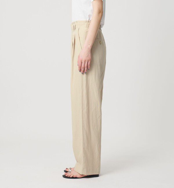 BEAUTY&YOUTH UNITED ARROWS「麻ブレンド バックゴム タック ワイドパンツ」|チノ|