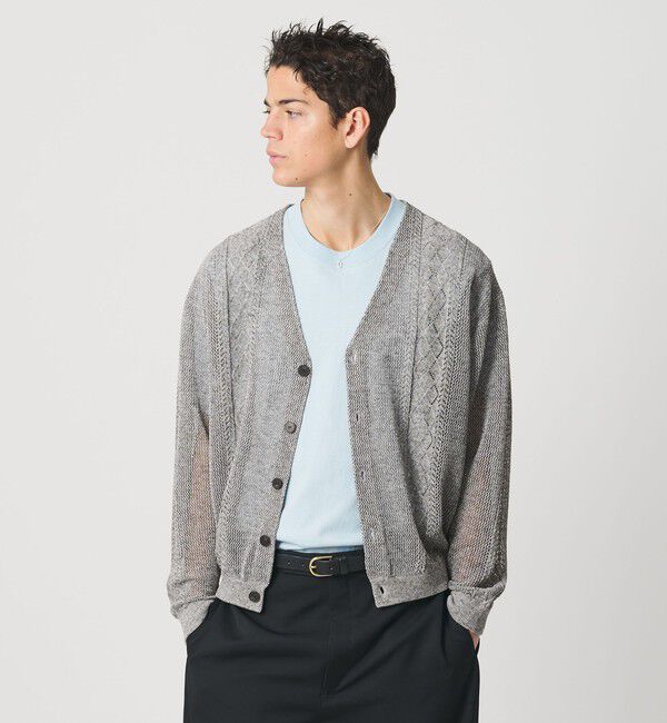 BEAUTY&YOUTH UNITED ARROWS「アイレットパターン シアー カーディガン 」|カーディガン|