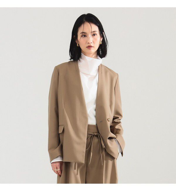 Demi-Luxe BEAMS 「ポリエステル ウール ラペルレス ジャケット」|ダッフルコート|