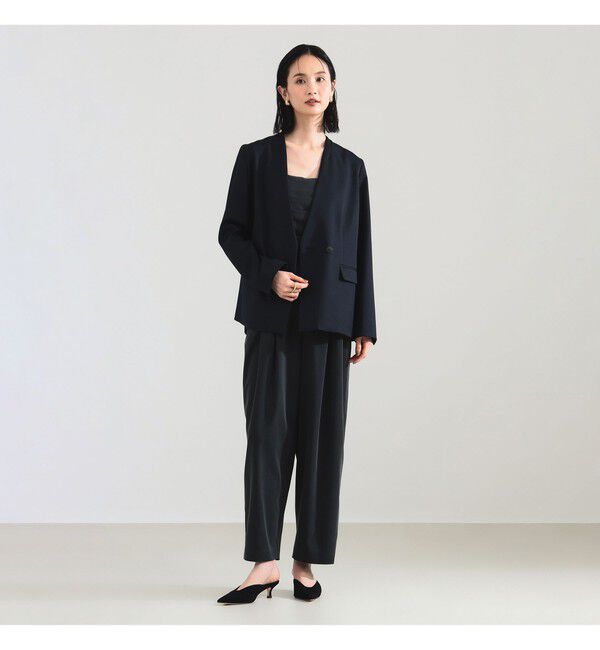 Demi-Luxe BEAMS 「ポリエステル ウール ラペルレス ジャケット」|ダッフルコート|