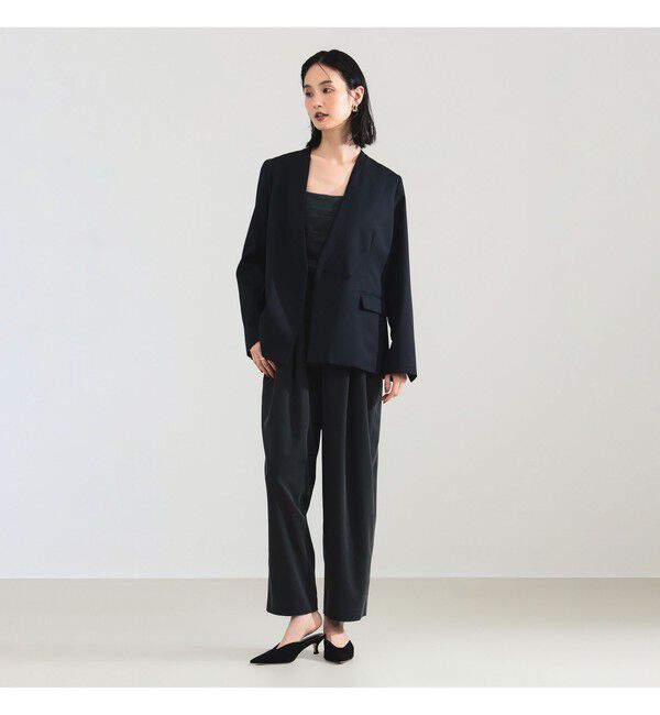 Demi-Luxe BEAMS 「ポリエステル ウール ラペルレス ジャケット」|ダッフルコート|