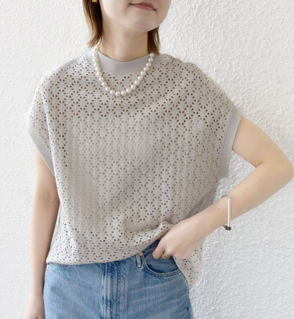 SHIPS for women「《一部追加予約》【WEB限定】〈手洗い可能〉アイレット クルーネック プルオーバー」|Tシャツ・カットソー|