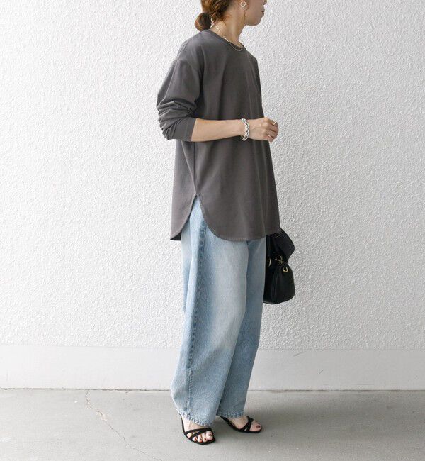 SHIPS any「SHIPS any:〈吸水速乾〉ラウンドヘム ロングスリーブ ワイド TEE」|Tシャツ・カットソー|