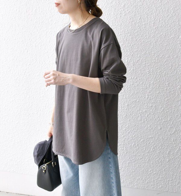 SHIPS any「SHIPS any:〈吸水速乾〉ラウンドヘム ロングスリーブ ワイド TEE」|Tシャツ・カットソー|