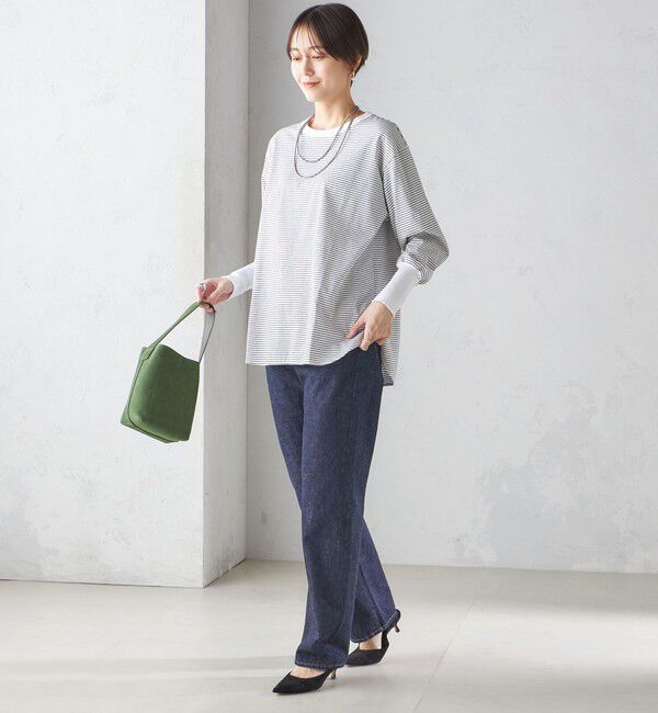 SHIPS for women「ロング リブ スリーブ カットソー  ボーダー / ソリッド」|Tシャツ・カットソー|