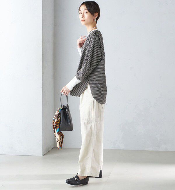 SHIPS for women「ロング リブ スリーブ カットソー  ボーダー / ソリッド」|Tシャツ・カットソー|