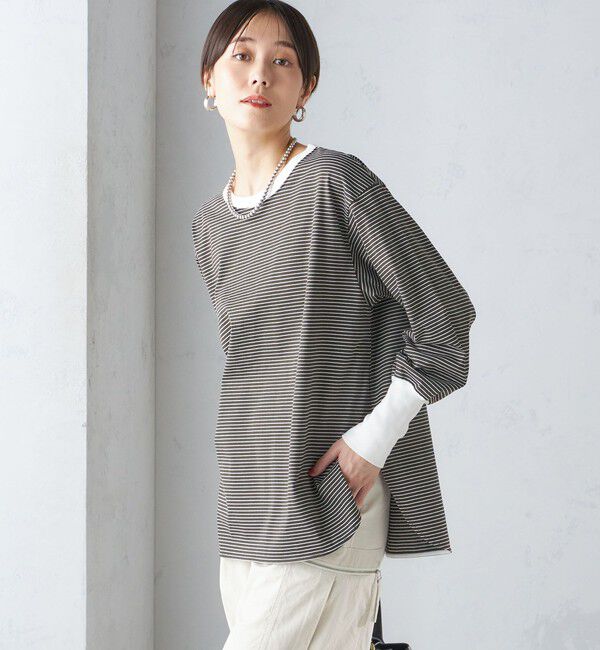 SHIPS for women「ロング リブ スリーブ カットソー  ボーダー / ソリッド」|Tシャツ・カットソー|