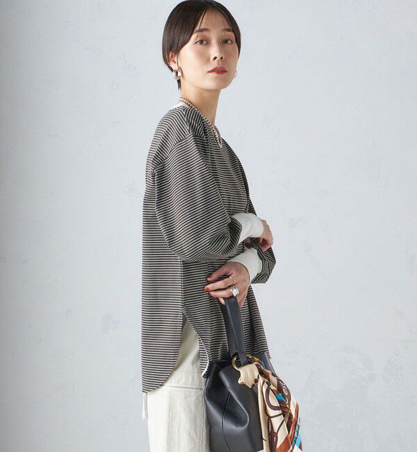 SHIPS for women「ロング リブ スリーブ カットソー  ボーダー / ソリッド」|Tシャツ・カットソー|