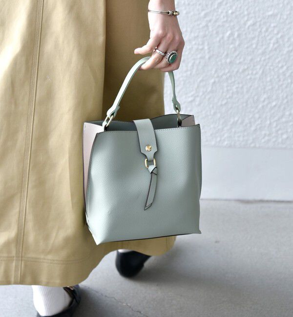 SHIPS any「《一部追加予約》SHIPS any: バイカラー2WAY スクエア ショルダー バッグ」|ショルダー・メッセンジャー|ライトグリーン