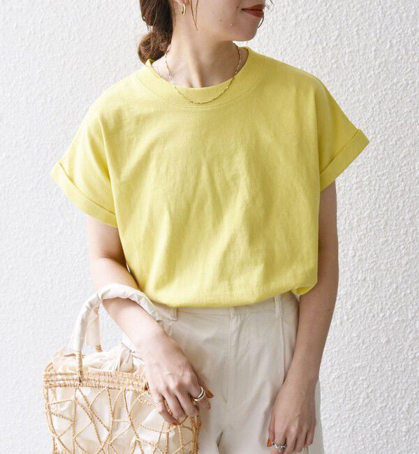 SHIPS any「SHIPS any:〈抗菌防臭/洗濯機可能〉USAコットン フレンチスリーブ TEE」|Tシャツ・カットソー|イエロー