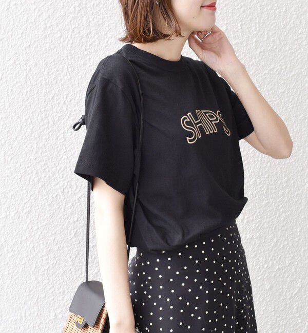 SHIPS for women「【WEB限定】 SHIPS ラウンド プリント ロゴ TEE」|Tシャツ・カットソー|