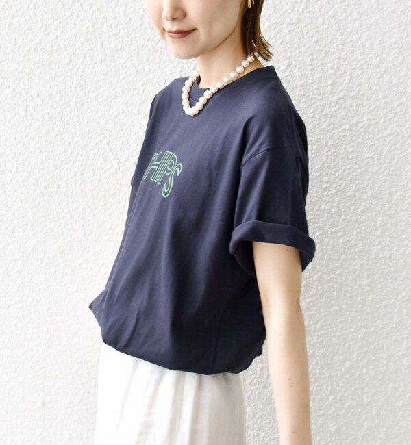 SHIPS for women「【WEB限定】 SHIPS ラウンド プリント ロゴ TEE」|Tシャツ・カットソー|