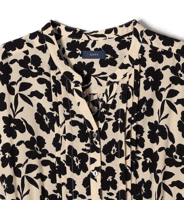 SHIPS for women「《一部追加予約》【WEB限定】〈洗濯機可能〉ドット 花柄 サイド プリーツ フレンチスリーブ ワンピース」|ワンピース|