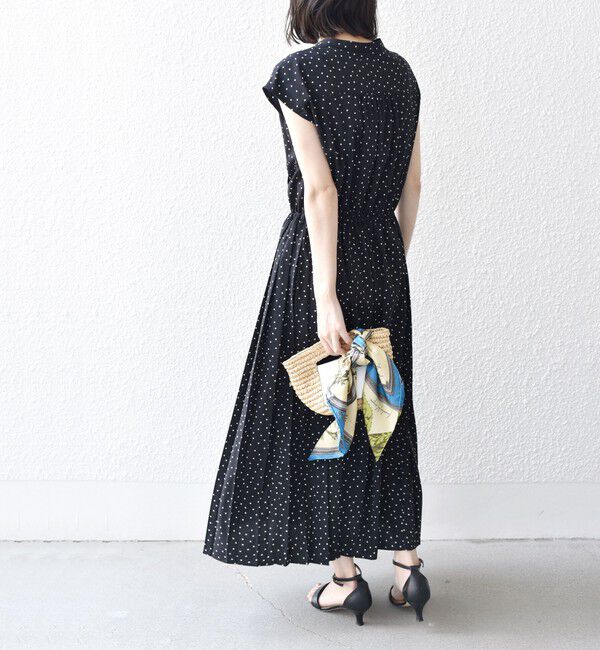 SHIPS for women「《一部追加予約》【WEB限定】〈洗濯機可能〉ドット 花柄 サイド プリーツ フレンチスリーブ ワンピース」|ワンピース|