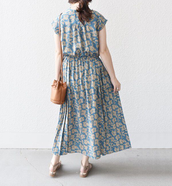 SHIPS for women「《一部追加予約》【WEB限定】〈洗濯機可能〉ドット 花柄 サイド プリーツ フレンチスリーブ ワンピース」|ワンピース|