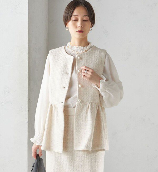 SHIPS for women「〈セレモニー対応可〉スラブ ツイード ジレ（セットアップ対応）」|ベスト・ジレ|