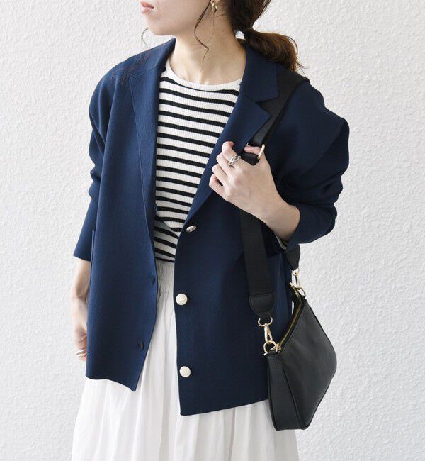 SHIPS any「SHIPS any:〈手洗い可能〉テーラード ニット カーディガン ジャケット」|テーラードジャケット|ネイビー