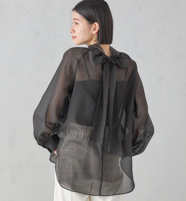 SHIPS for women「〈手洗い可能〉オーガンジー リボン ブラウス」|シャツ・ブラウス|