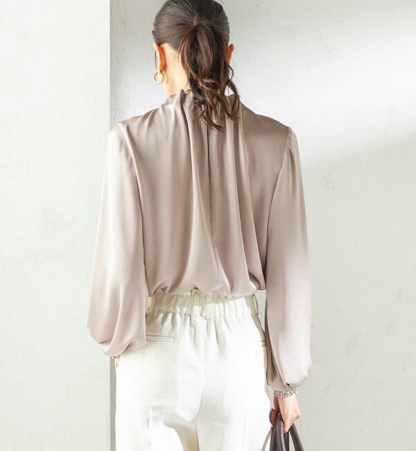 SHIPS for women「【一部WEB限定】〈手洗い可能〉ヴィンテージ サテン ネック ギャザー ブラウス」|シャツ・ブラウス|