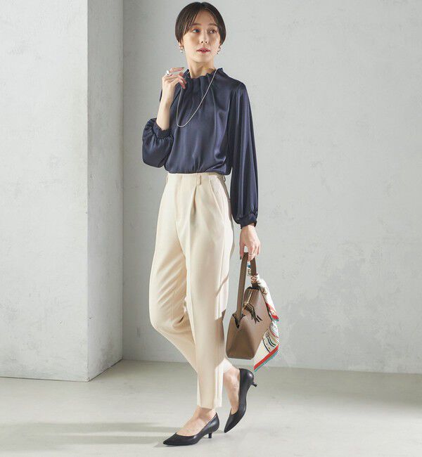 SHIPS for women「【一部WEB限定】〈手洗い可能〉ヴィンテージ サテン ネック ギャザー ブラウス」|シャツ・ブラウス|