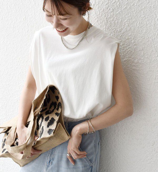 SHIPS any「《一部追加予約》SHIPS any:〈抗菌防臭/洗濯機可能〉USAコットン ラウンドヘム ノースリーブ TEE」|Tシャツ・カットソー|