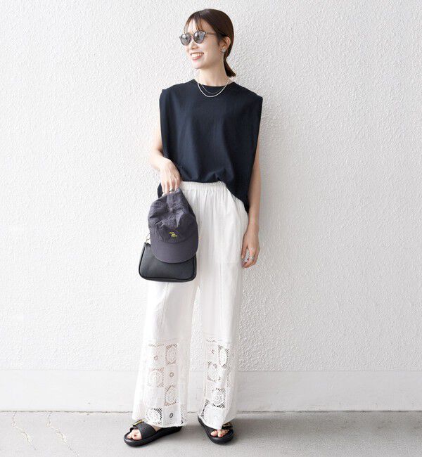 SHIPS any「《一部追加予約》SHIPS any:〈抗菌防臭/洗濯機可能〉USAコットン ラウンドヘム ノースリーブ TEE」|Tシャツ・カットソー|