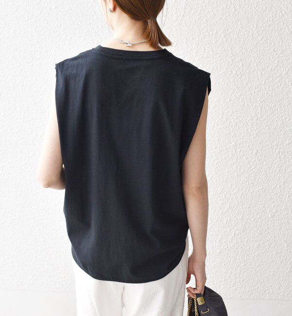 SHIPS any「《一部追加予約》SHIPS any:〈抗菌防臭/洗濯機可能〉USAコットン ラウンドヘム ノースリーブ TEE」|Tシャツ・カットソー|