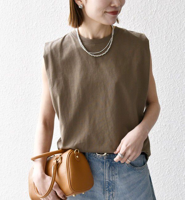 SHIPS any「《一部追加予約》SHIPS any:〈抗菌防臭/洗濯機可能〉USAコットン ラウンドヘム ノースリーブ TEE」|Tシャツ・カットソー|