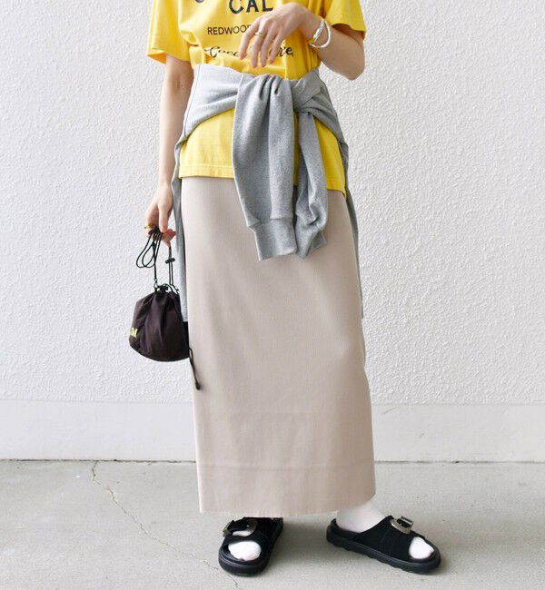 SHIPS for women「〈手洗い可能〉リブ ジャージー 2WAY ストレッチ スカート」|スカート|ベージュ