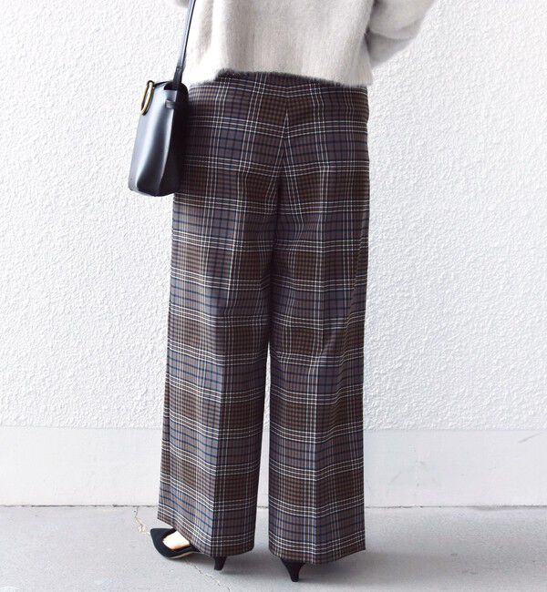 SHIPS for women「〈手洗い可能〉ウール混 チェック タック ワイド パンツ」|その他|