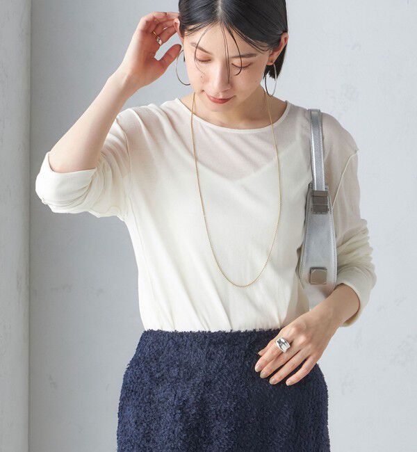 SHIPS for women「〈手洗い可能〉シアー ストレッチ クルーネック プルオーバー」|Tシャツ・カットソー|オフホワイト