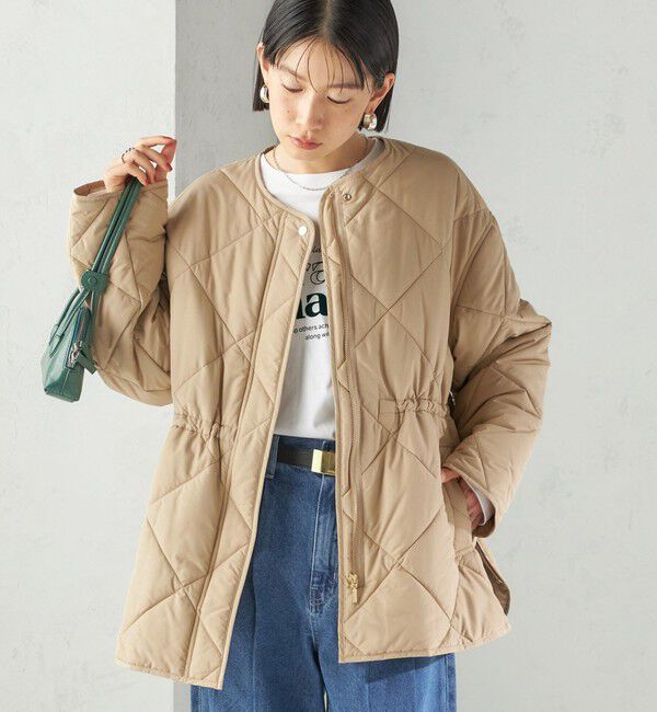 SHIPS for women「〈手洗い可能〉キルティング サイドジップ ブルゾン」|ブルゾン・スタジャン|ベージュ