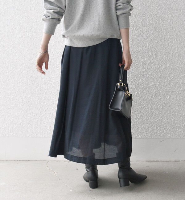 SHIPS any「SHIPS any:〈手洗い可能〉ヴィンテージサテン ランダムタック フレア スカート」|スカート|