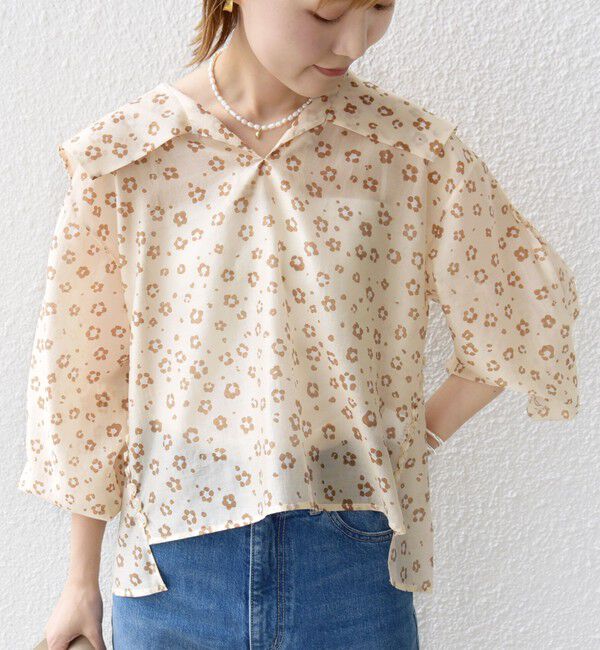 SHIPS for women「【WEB限定】〈手洗い可能〉ドット / レオパード プリント シアー ブラウス」|シャツ・ブラウス|