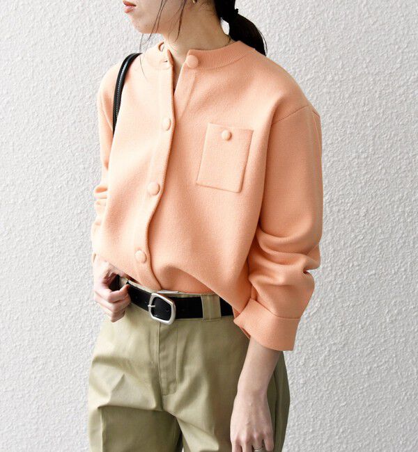 SHIPS any「SHIPS any: ミラノリブ ノーカラー ニット ジャケット カーディガン」|カーディガン|