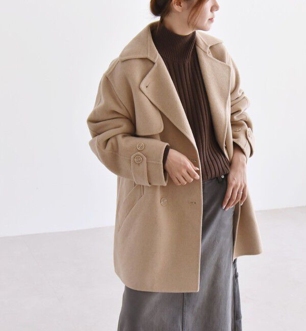 quaranciel「quaranciel: リバー ジャケット Pコート」|ピーコート|ベージュ