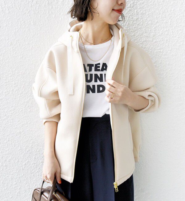 SHIPS for women「【WEB限定】〈手洗い可能〉ダンボール ダブルジップ フーディー 1」|パーカー|ナチュラル