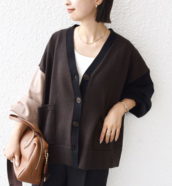 SHIPS for women「【WEB限定】〈手洗い可能〉配色 ポケット カーディガン」|カーディガン|