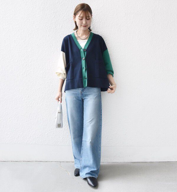 SHIPS for women「【WEB限定】〈手洗い可能〉配色 ポケット カーディガン」|カーディガン|