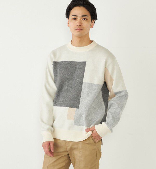 SHIPS Colors 「SHIPS Colors:〈洗濯機可能〉総柄 ジャカード ニット」|ニット・セーター|ナチュラル