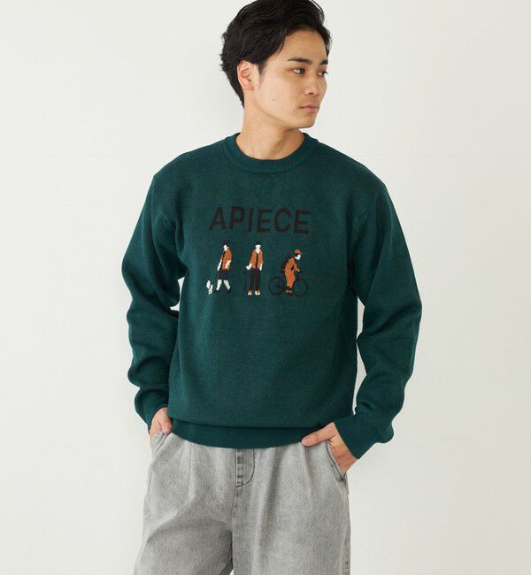 SHIPS Colors 「SHIPS Colors:〈洗濯機可能〉総柄 ジャカード ニット」|ニット・セーター|グリーン